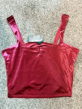 wild fable Velvet Crop Tank Top in Wine Red